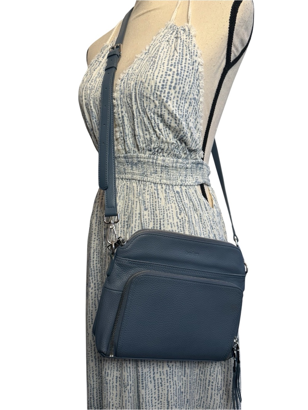 BEFEN Crossbody Bag Teal Blue Leather Built RFID-Blocking Protection Security